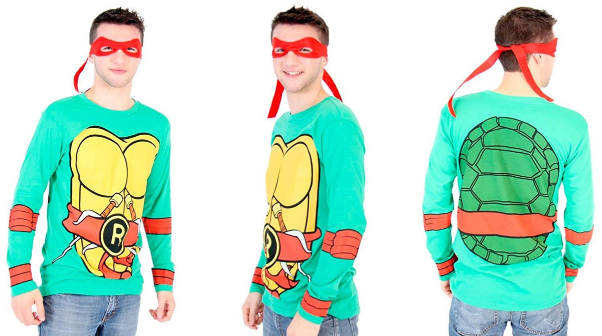 Teenage Mutant Ninja Turtles Long Sleeve Costume Green T-Shirt & Eye Mask