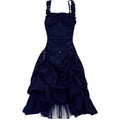 UPPADA Halloween Costumes For Womens Sleeveless Irregular Gothic Dress Ruffle Steampunk Dress Corset Square Neck Layers Dress