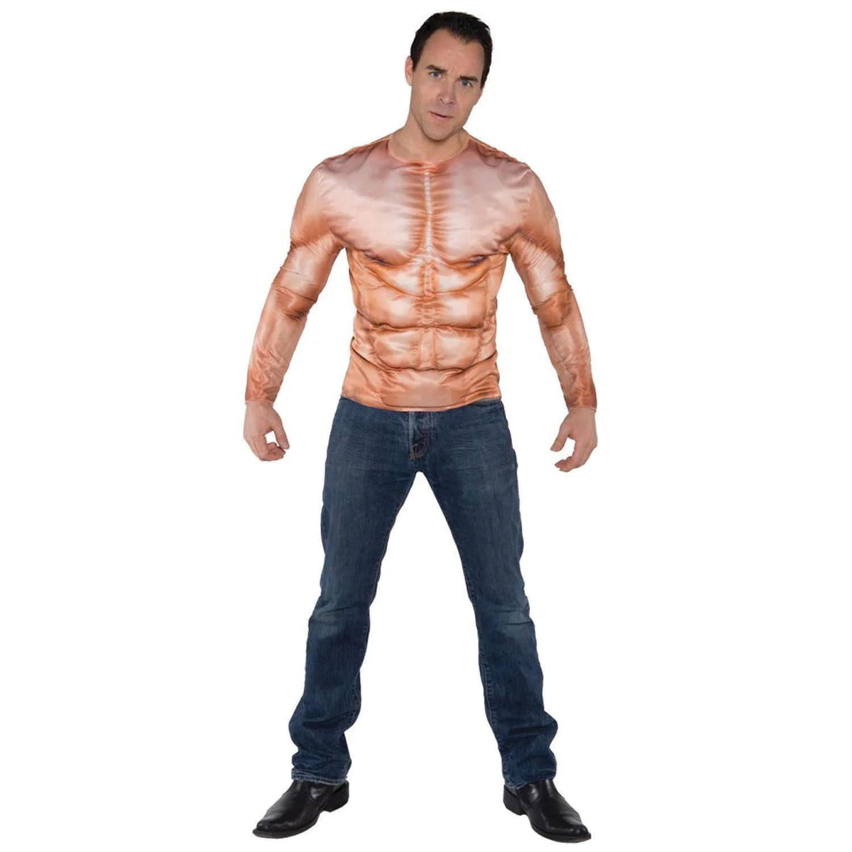 Underwraps Mens Photo Real Muscle Padded Shirt Costume - One Size Fits Most