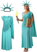 VZQI Statue of Liberty Costume Set for Women, Lady Liberty Outfit | Liberty-inspired costume set with gift-box packaging; choose 2-piece or 4-piece options for Halloween, parties and July 5th