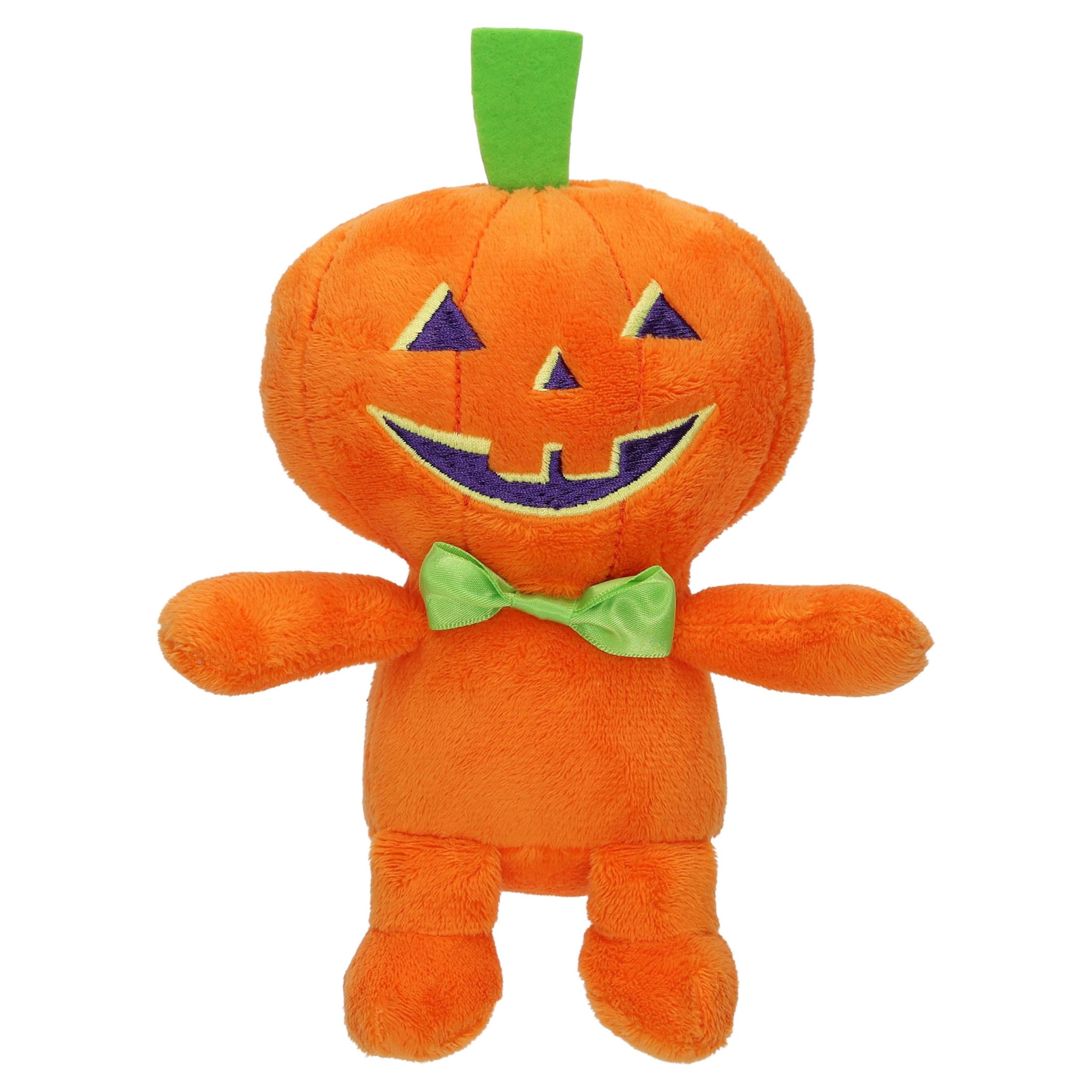 Vibrant Life Halloween Pumpkin Boy Plush Dog Toy with Squeaker, Orange, Chew Level 1