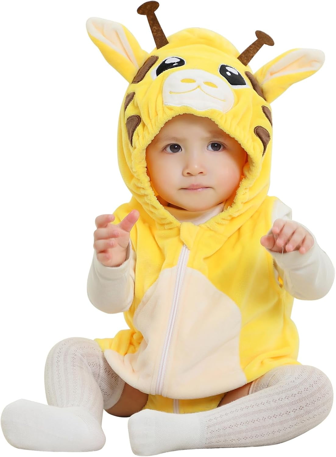 WIBACKER 0-24M Baby Boy Dinosaur Costume for Themed Parties and Halloween, Flannel Hooded Outfit Suit