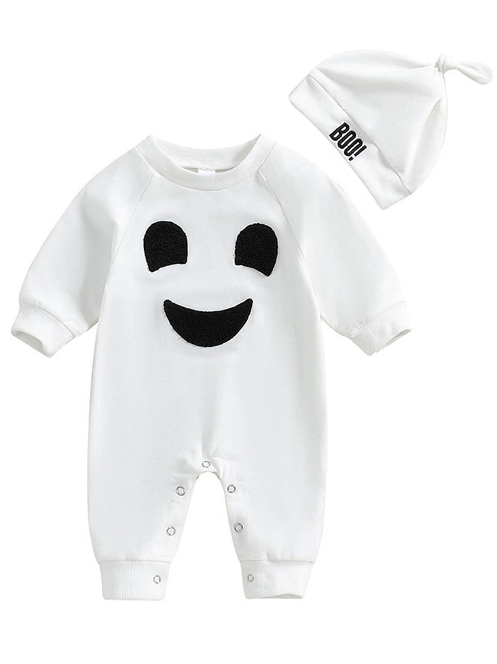 WIBACKER Halloween Cotton Newborn Baby Boy Girl Ghost Outfit Infant Long Sleeve Romper with Hat Set Baby Boys' Costumes