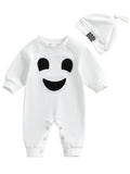 WIBACKER Halloween Cotton Newborn Baby Boy Girl Ghost Outfit Infant Long Sleeve Romper with Hat Set Baby Boys' Costumes