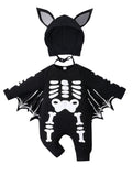 WIBACKER My First Halloween Costume Newborn Infant Baby Girl Boys' Skeleton Print Jumpsuit Onesies Hat Set