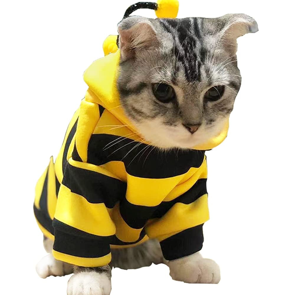 WILLED Pet Bee Halloween Costume, Dog Hoodies for Cats and Small Dogs, Holiday Cosplay Warm Clothes, Cute Puppy Christmas Outfits