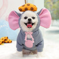 WILLED Winter Big Ear Mouse Dog Hoodies, Cute Cheese Warm Pet Halloween Costume, for Small to Medium Dogs, Puppy French Bulldog, Chihuahua, Gray, XXS