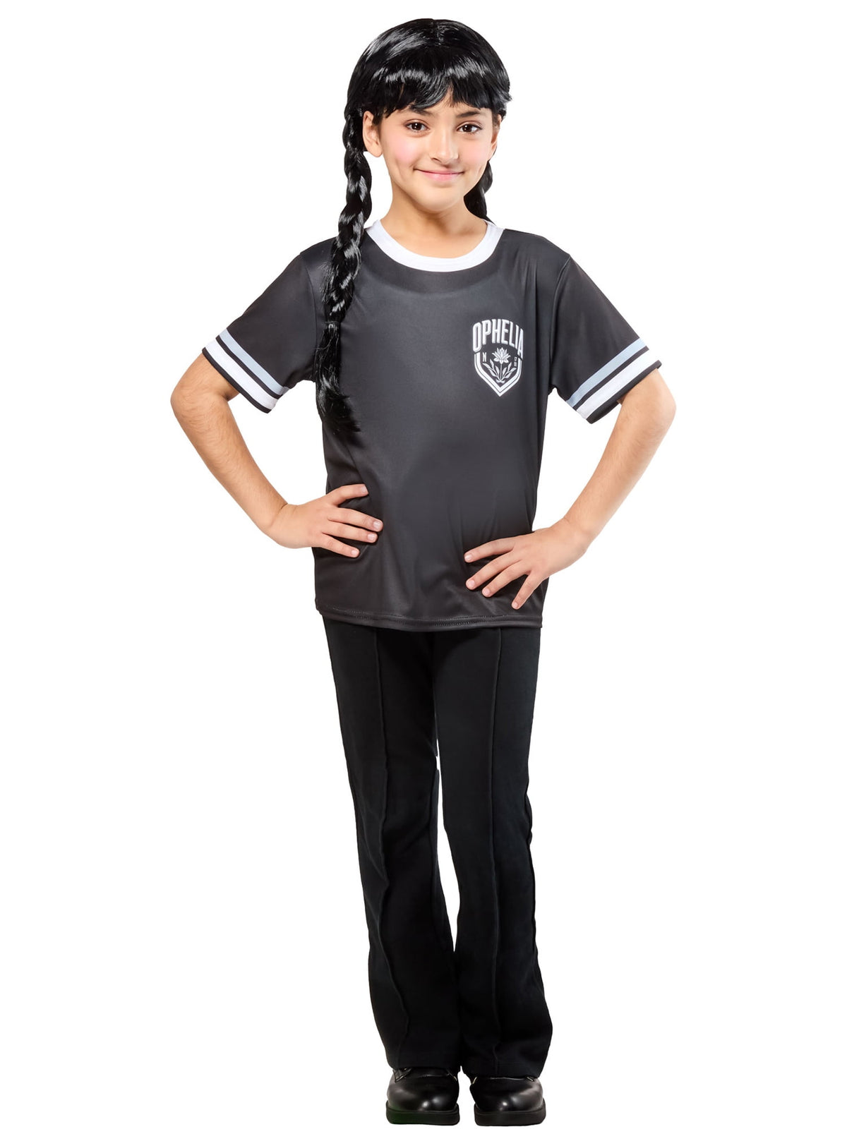 Wednesday Ophelia Hall Black Camp Outcast Costume Top for Kids by Rubies, Girls Medium