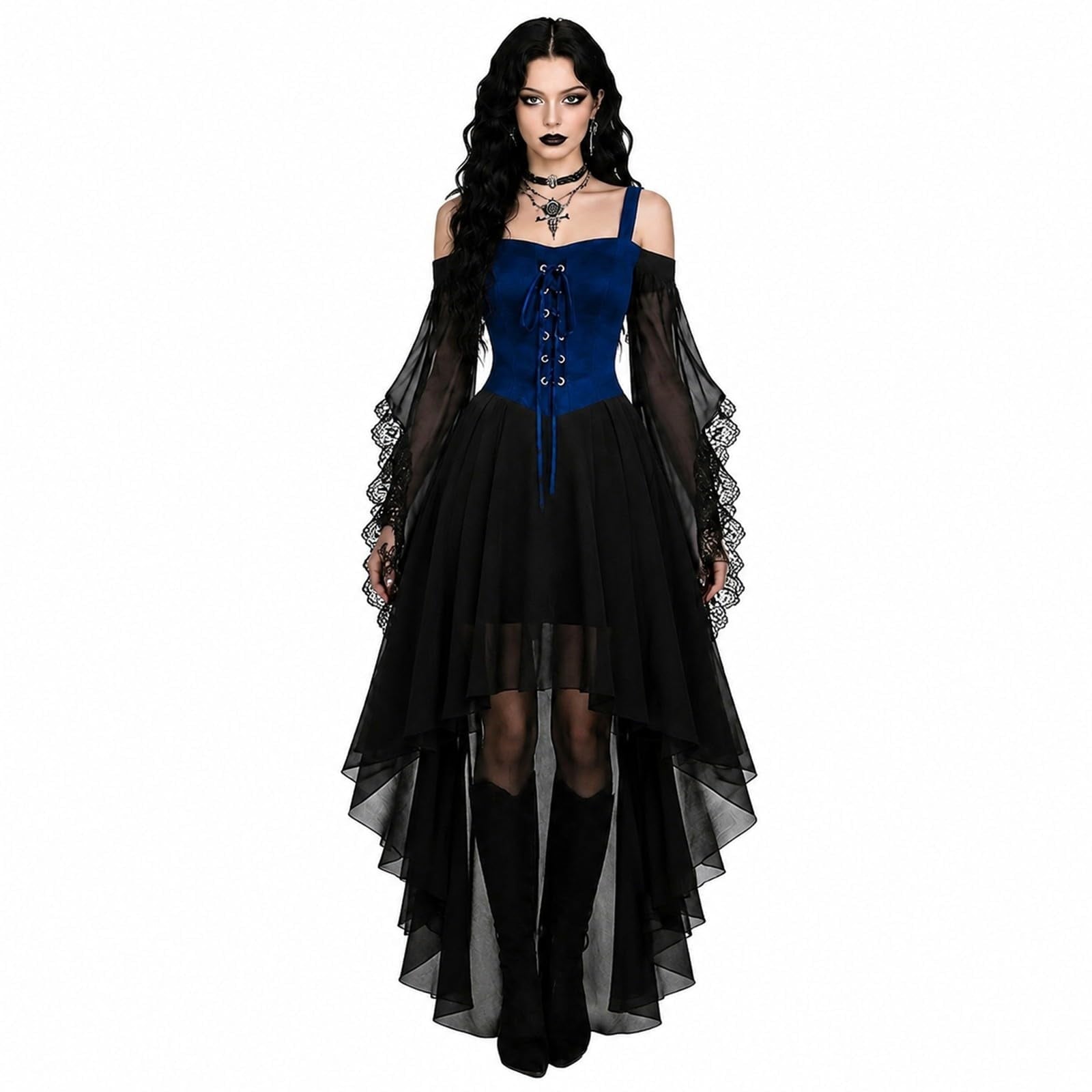 Witch Dress Women 2026 Halloween Costumes Woman Adults Medieval Vampire Butterfly Sleeve Mesh Gothic Outfits Red S