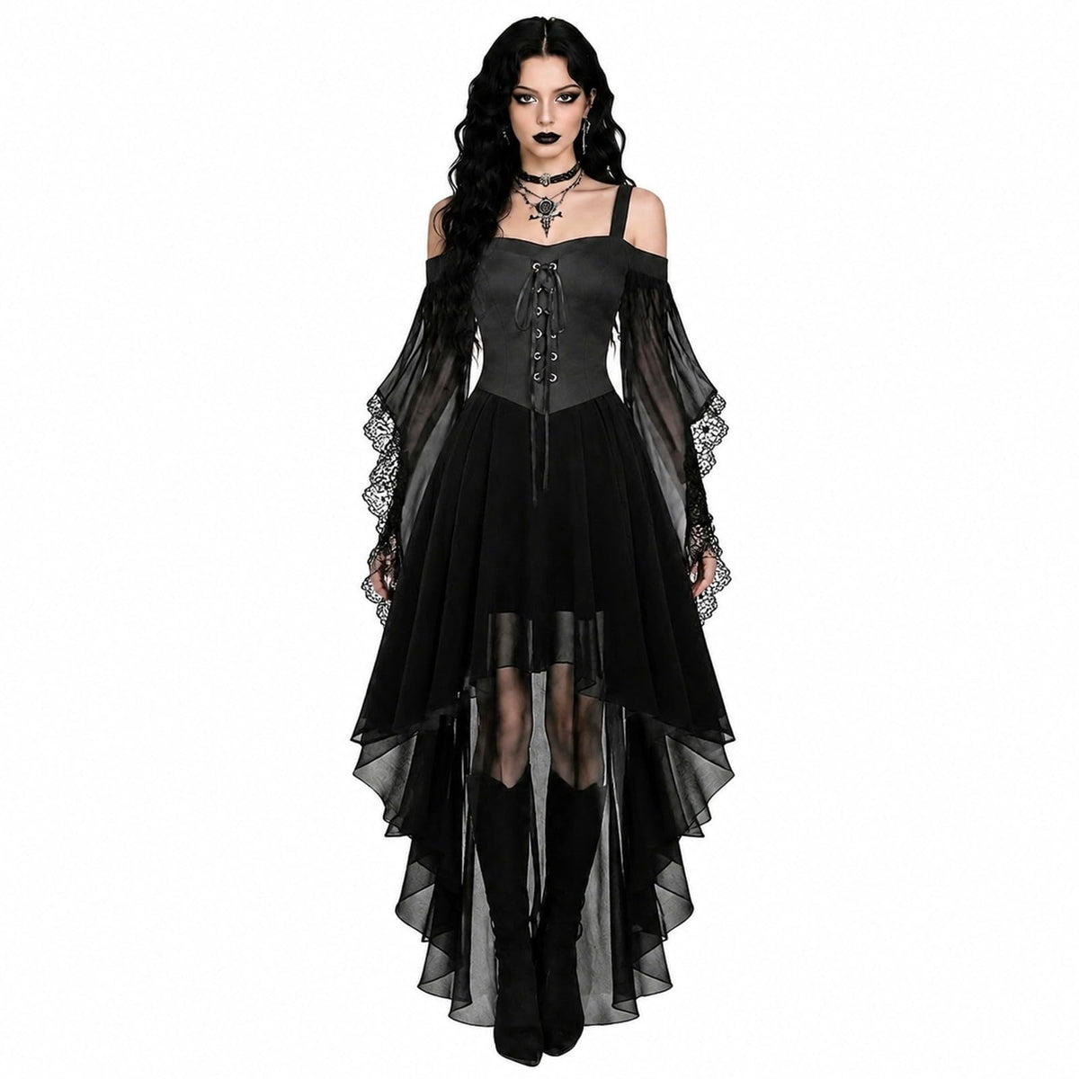 Witch Dress Women 2026 Halloween Costumes Woman Adults Medieval Vampire Butterfly Sleeve Mesh Gothic Outfits Red S
