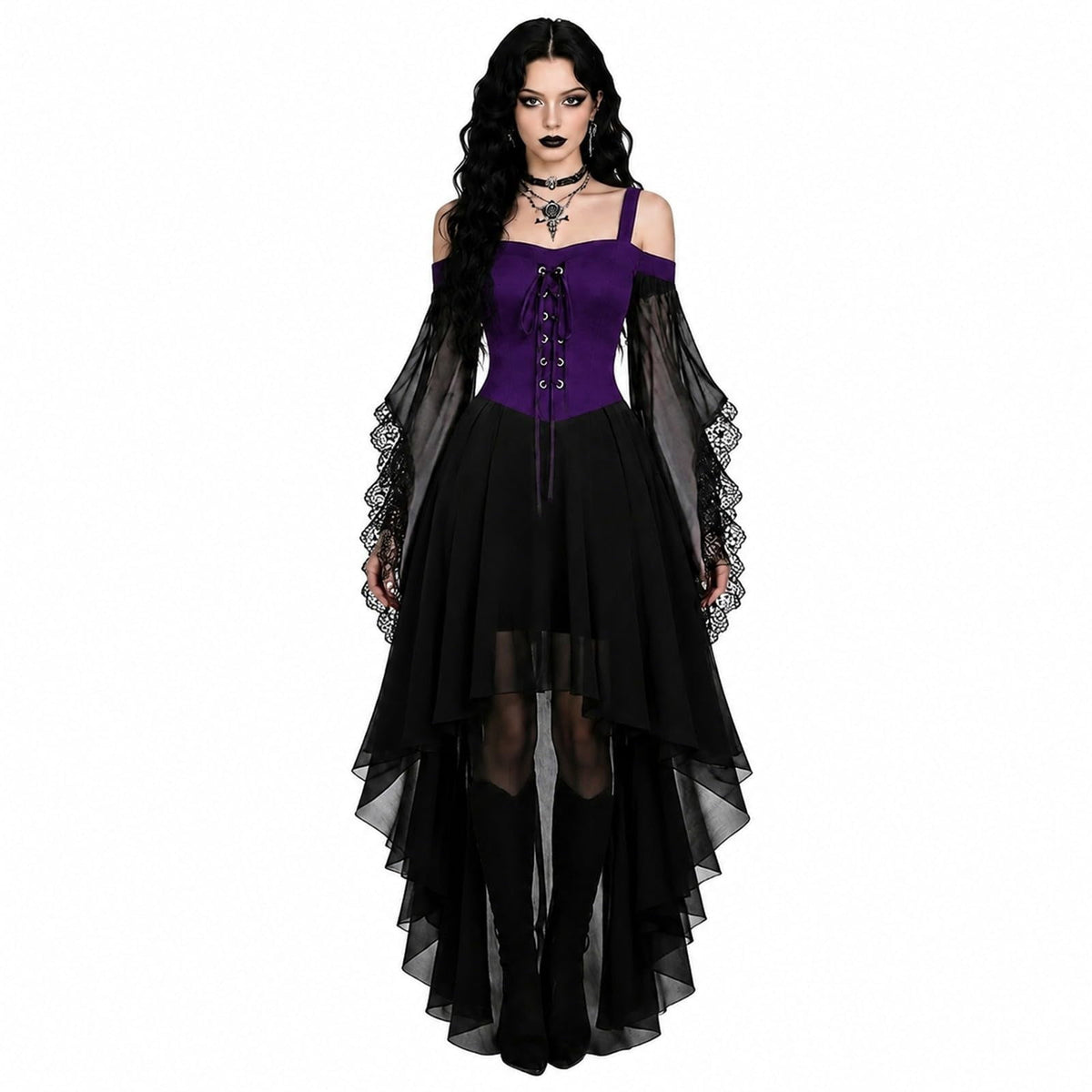 Witch Dress Women 2026 Halloween Costumes Woman Adults Medieval Vampire Butterfly Sleeve Mesh Gothic Outfits Red S