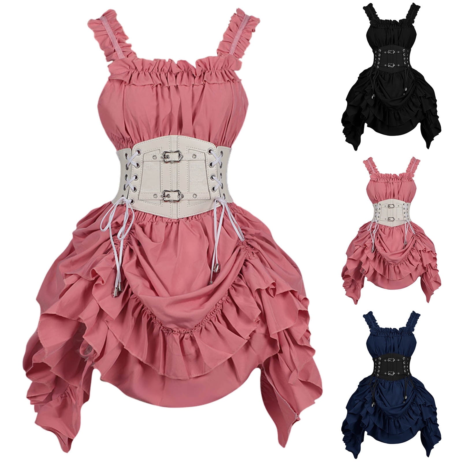 Wiyuqeen Women's Gothic Lace Dress Halloween Vampire Corset Lace-up Mini Dress with Detachable Choker Steampunk Victorian Pirate Dresses