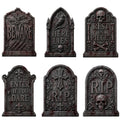 Yalumo Halloween Tombstone Decorations Outdoor, 6 PCS 17" Graveyard Tombstones with Stakes for Lawn Garden Cemetery Halloween Party Decor