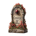 Yashow Elite Dark Gray Plastic Halloween Tombstone Garden Sign Weatherproof Cemetery Scene Lawn Decoration for outdoor courtyard party, 16 inch, 1-pack