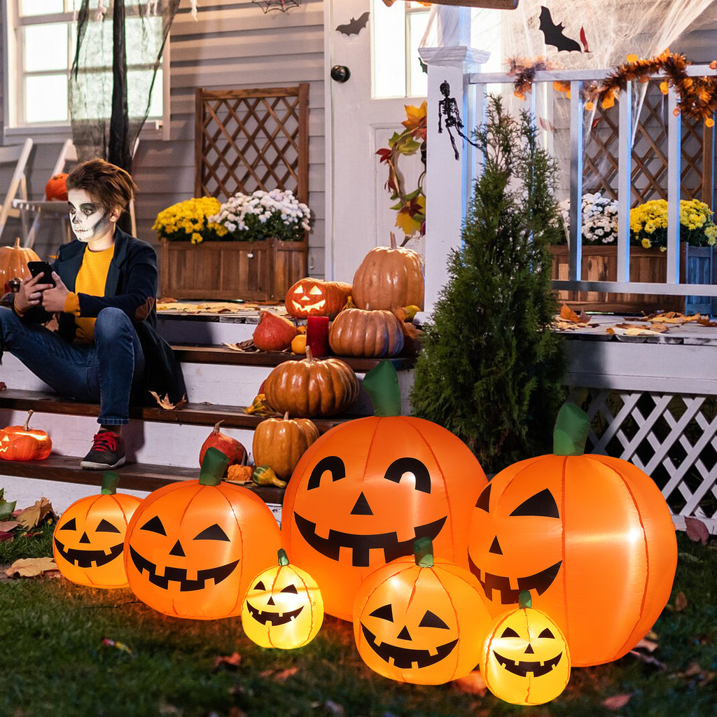 Zimtown 7 FT Halloween Inflatables Pumpkin, Halloween Decoration 7 Blow up Pumpkins w/ Build-in LEDs for Halloween Party