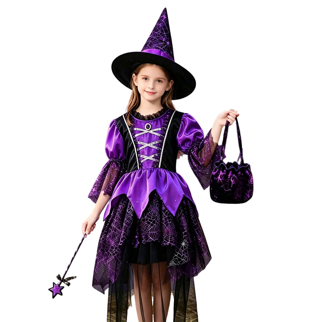 Witch for Girls Tutu Dresses Hats Witch Set Halloween Dress up Party Girls Size 3-12 Years
