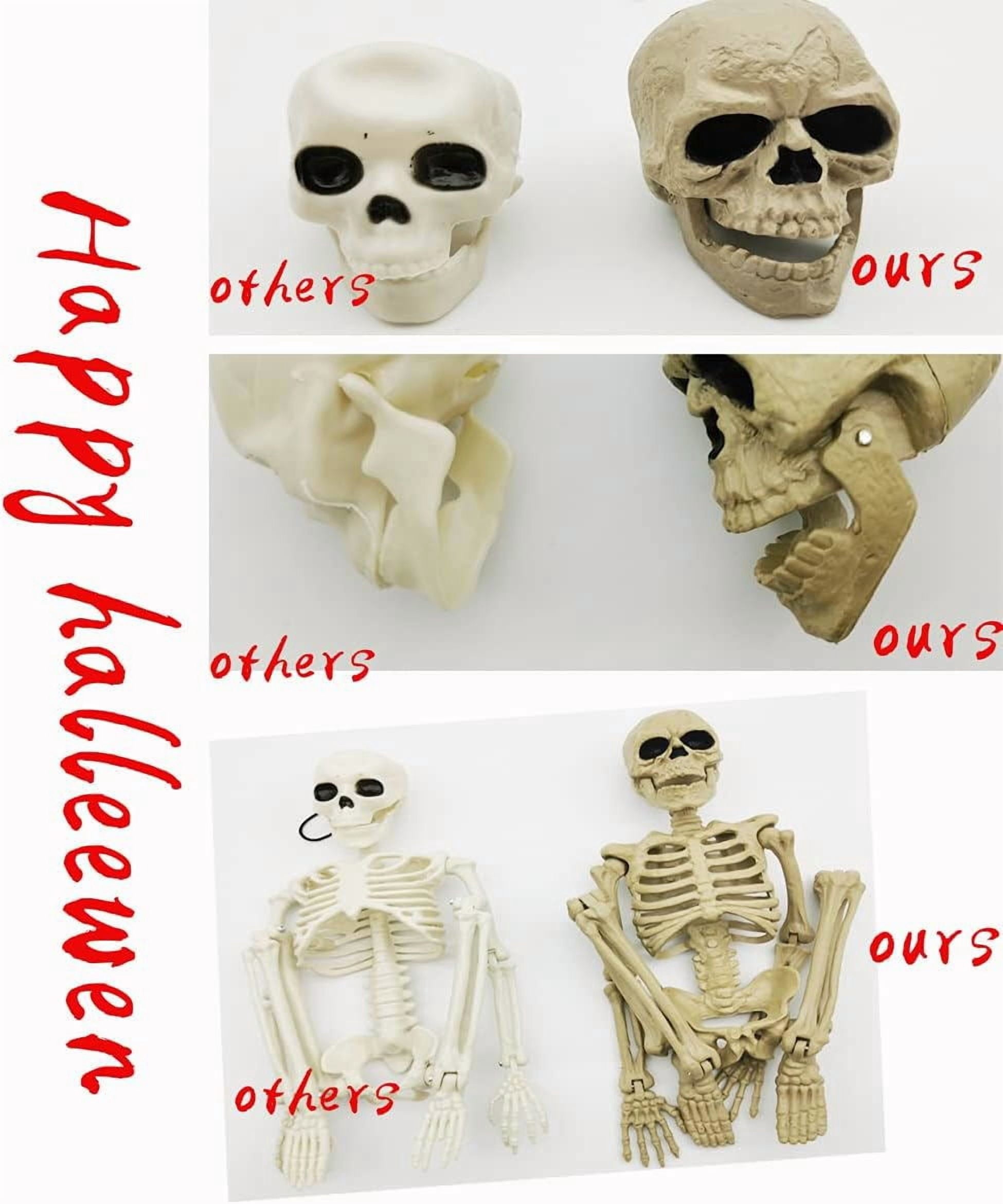2PCS Halloween Skeleton Decoration Posable Skeletons Realistic Joint Design ,Indoor Outdoor Haunted House Props,16inches/40cm