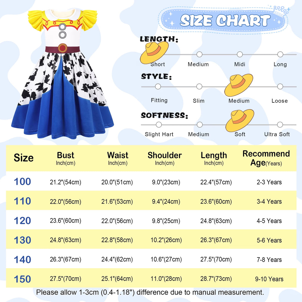 Benylion Girls Cowgirl Costume Summer Dress Toddler Princess Dress up for Kids Birthday Outfits Halloween Role Play Clothes for 3-4 Years