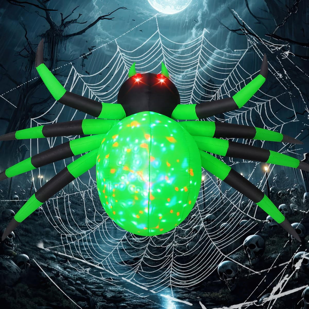 COMIN Halloween Inflatables 9 FT Width Spider Blow Up Yard Decoration with Built-in LED for Yard Garden Party Lawn