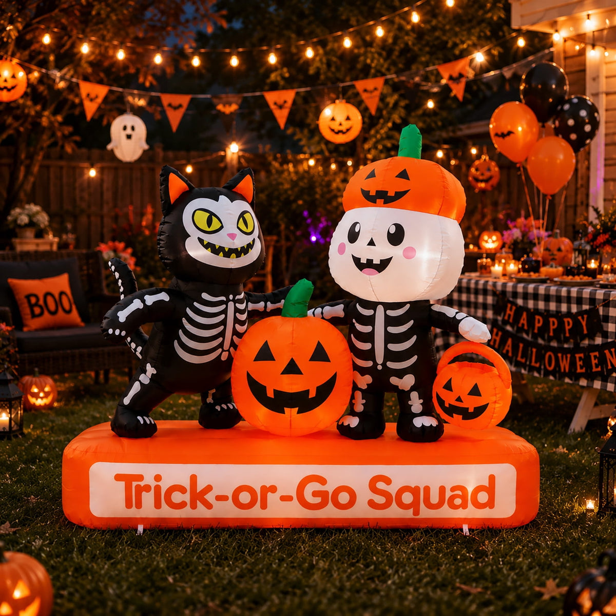 Toiyjofe 5.5 ft Halloween Inflatable Ghost with Pumpkin, LED Lighted Cute Halloween Yard Decoration for Porch, Lawn, Walkway & Party