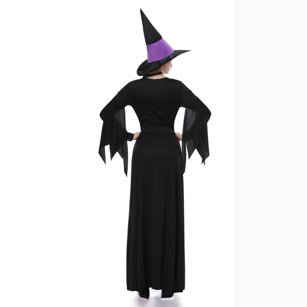 Halloween Witch Costume Women, Classic Retro Witch Costumes for Women Halloween Fancy Dress Witch Dress Purple L