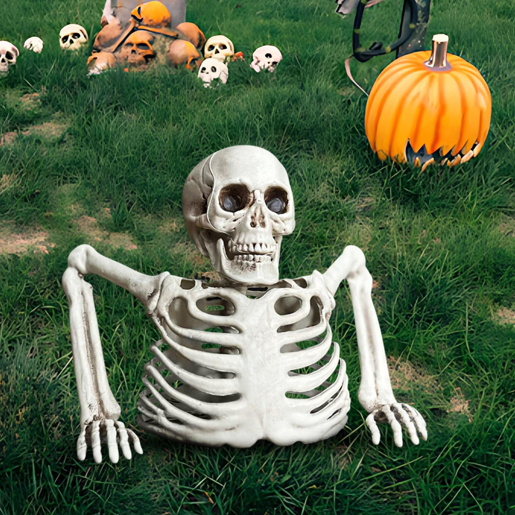 Halloween Decoration Under $10 Tabletop White Plastic Half Skeleton Halloween Prop Decoration