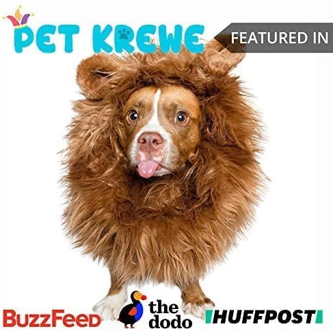 Pet Krewe Dog Lion Mane Halloween Costume Lion Mane for Large and Small Dogs – Ideal for Halloween, Dog Birthday, Dog Cosplay, Dog Outfits, Pet Clothes