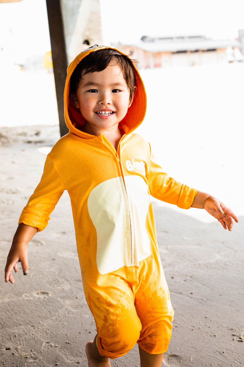 Bluey Little Kids' Boy or Girl Cosplay Hooded Coverall Bingo Orange