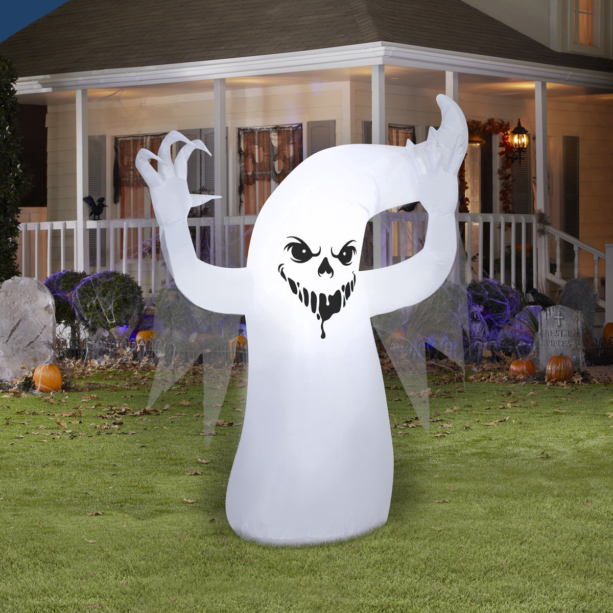 Scary Ghost Airblown Yard Inflatable, Black and White, 4', Halloween by Way To Celebrate
