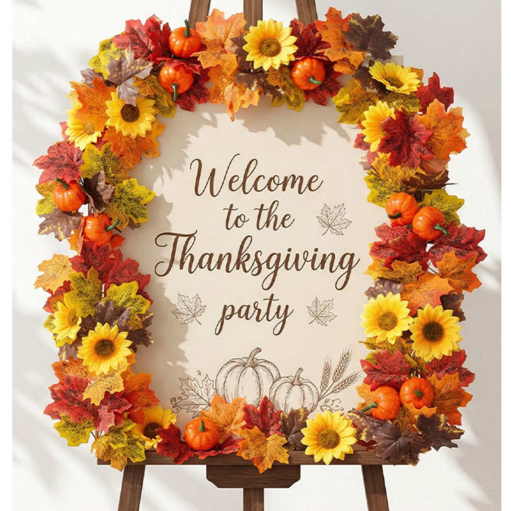 SCNOR Artificial Fall Oak Leaves 2-Pack, Faux Autumn Stems for Vase, Thanksgiving Halloween Table Decor