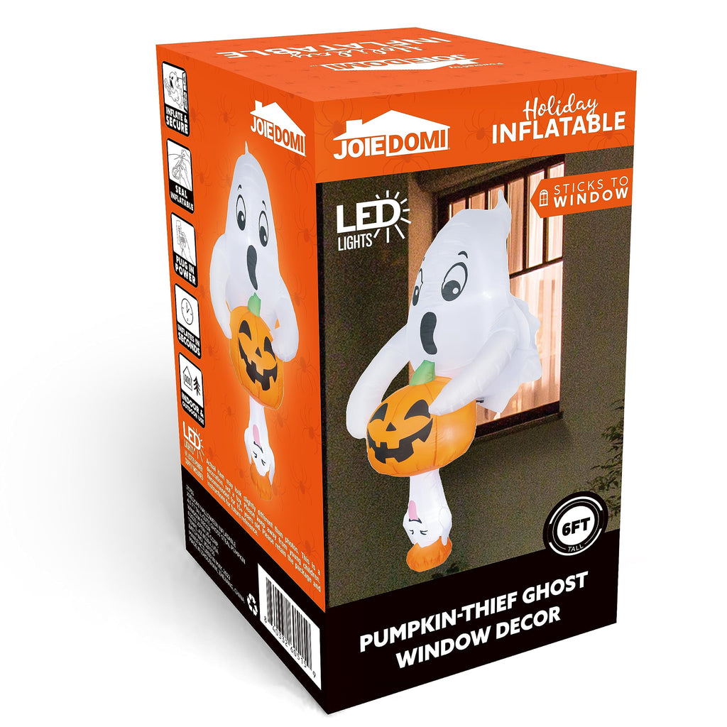 Joyfy 4.5 FT Halloween Inflatable Decorations Outdoor Scary Flying Ghost Broke Out from Window with Built-in LED Blow Up Inflatable for Window Decoration Yard Garden Lawn Decor