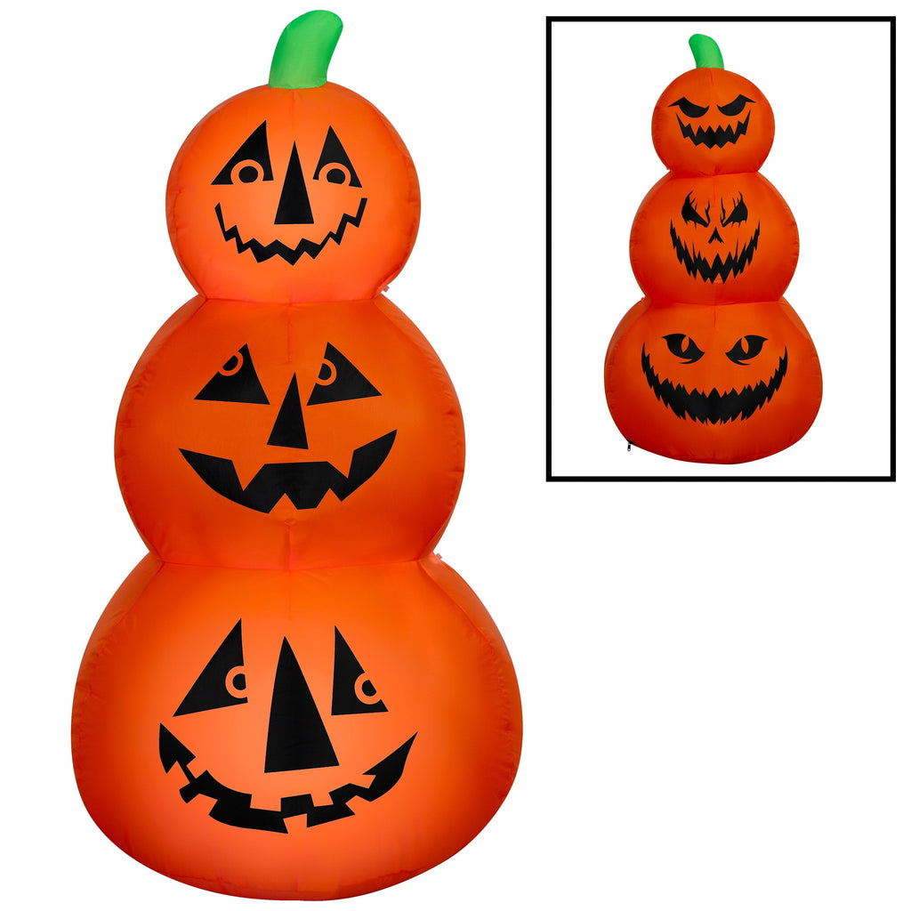 Reversible Jack-o'-Lantern Stack Airblown Yard Inflatable, Multicolor, 4', Halloween by Way To Celebrate