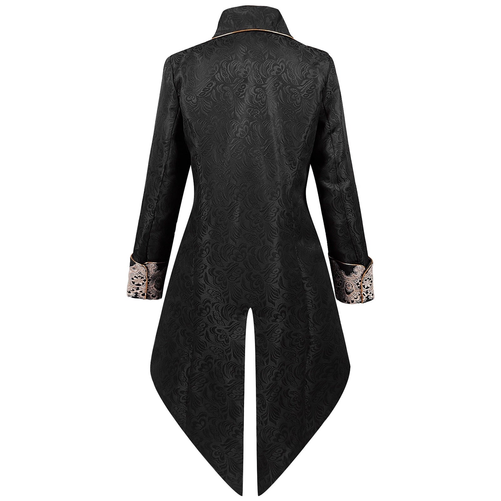 Lilgiuy Men's Steampunk Mid-Century Swallow-tailed Coat Patchwork Turn-down Collar Long-sleeved Gothic Victorian Coat Uniform Halloween Costume (Army Green)