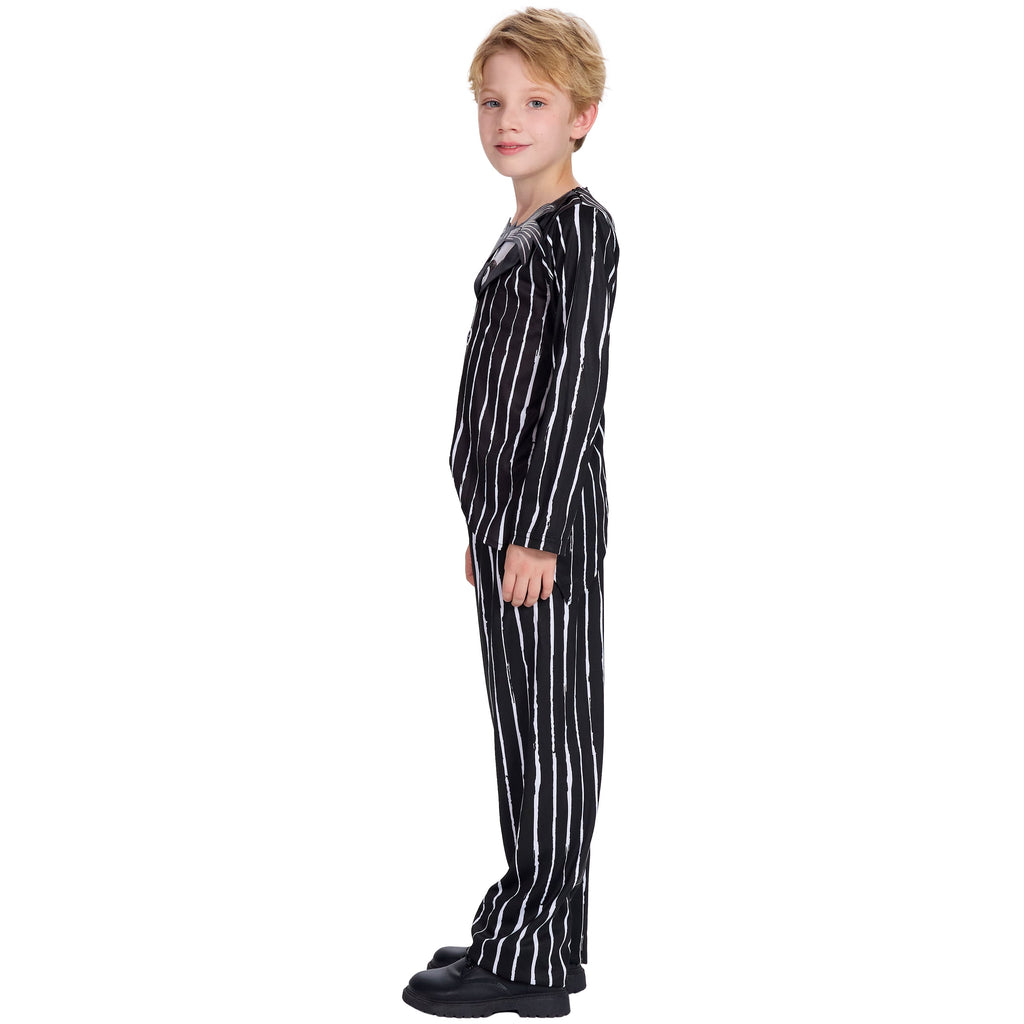 Halloween Costume for Kids Boys Christmas Jack Costume Black and White Striped Set Dress Up Outfit