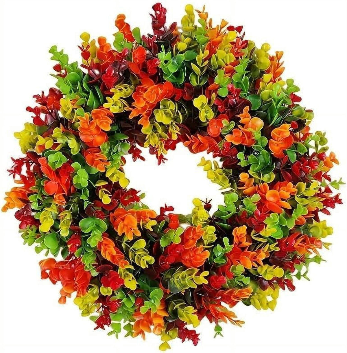 Artificial Fall Wreaths for Front Door Rustic Autumn Wreath with Pumpkin,Rose,Berry Branchesm,Mixed Leaves Thanksgiving Wreath Fall Door Wreath for Halloween Thanksgiving Indoor Outdoor Decor (B17.7)