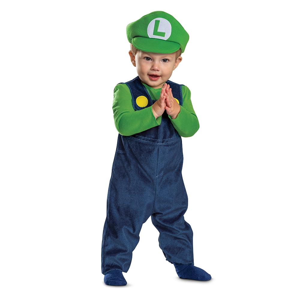 Nintendo Super Mario Bros. Luigi Halloween Costume for Children, Infants Size 6-12M, by Disguise