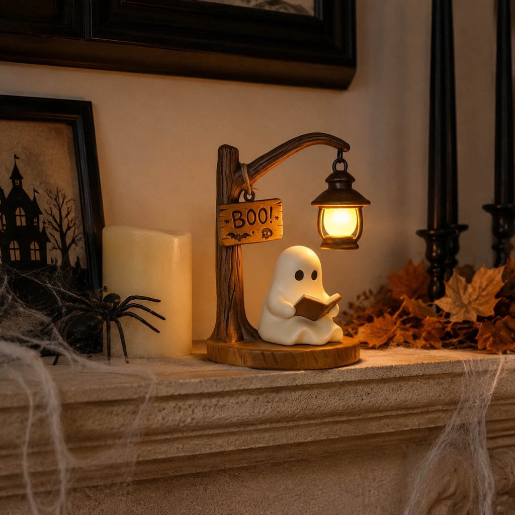 Clearance Halloween Ghost Bubble Bath Lamp, Cute Bathtub Ghost Night Lights for Halloween Decor, Reading Books Nightlight, Halloween Decorations for Indoor Readers & Book Lover Desk Home Party Gifts