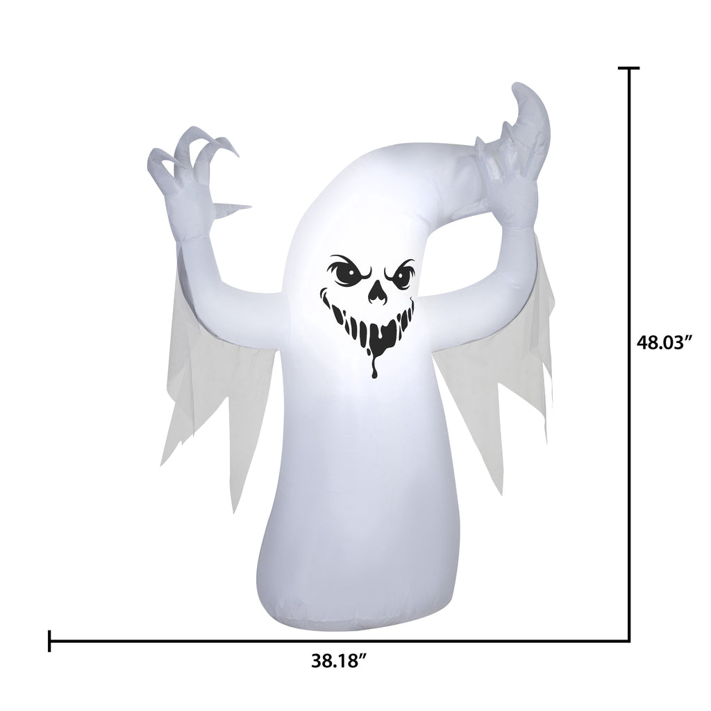 Scary Ghost Airblown Yard Inflatable, Black and White, 4', Halloween by Way To Celebrate