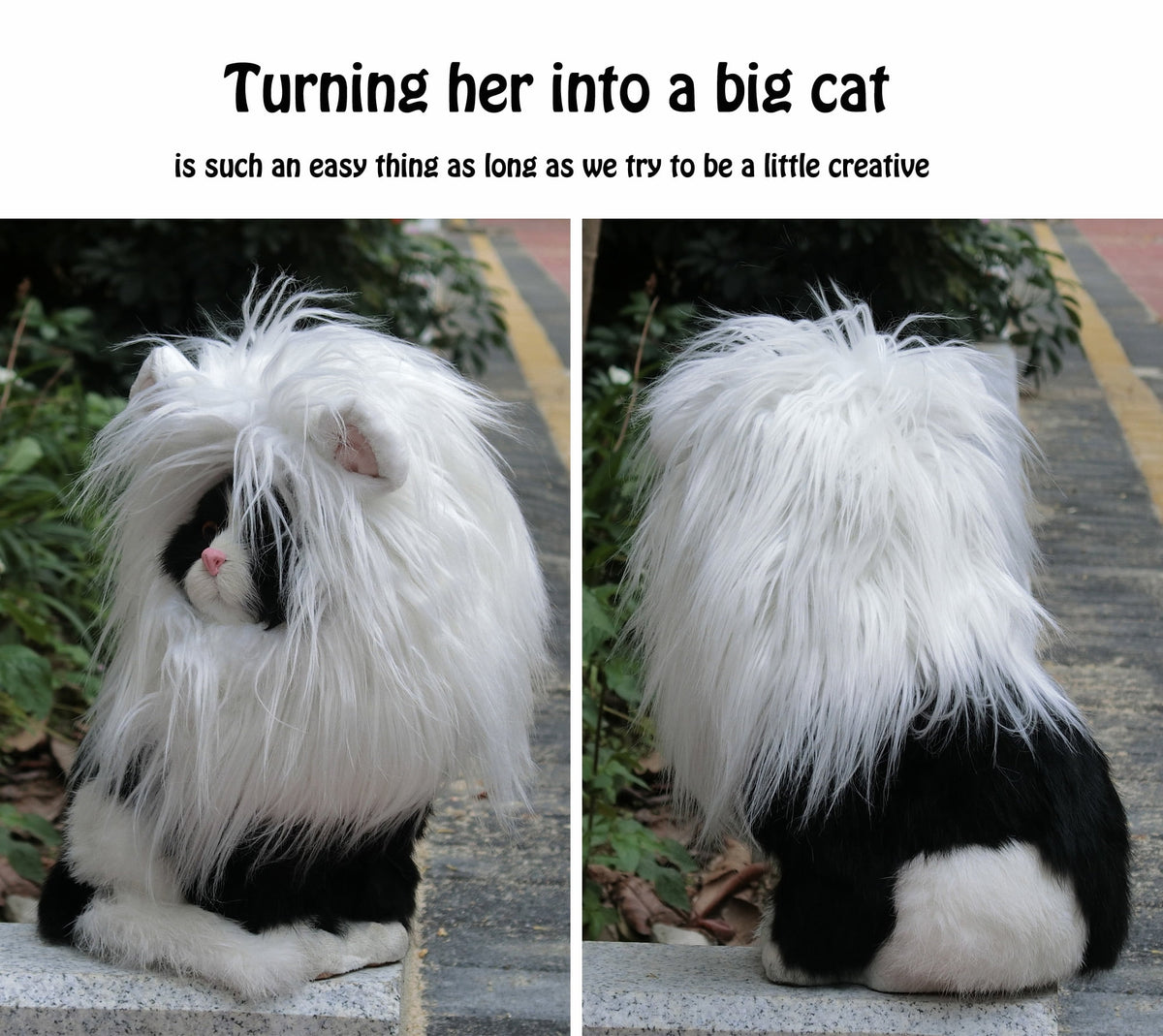 Lion Mane Wig for Cats, Funny Pet Cat Costumes for Halloween Christmas (Size S, Black)
