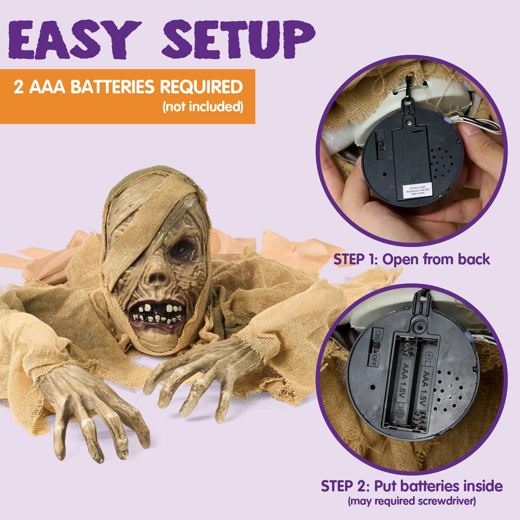 Joyfy Halloween Decorations Outdoor Groundbreaker Creepy Life Size Light Up Climbing Zombie Groundbreaker with Sound,Motion Activated Halloween Decorations Haunted House Decorations