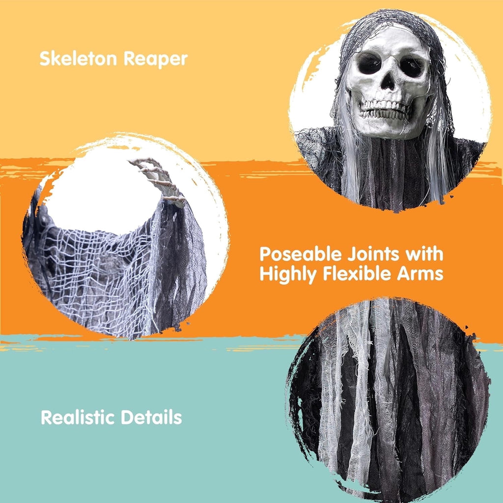 Joyfy 3 Pack Halloween Hanging Ghosts,Scary Skeleton Ghosts Grim Reapers Decorations for Halloween Indoor Outdoor Yard Home Decorations