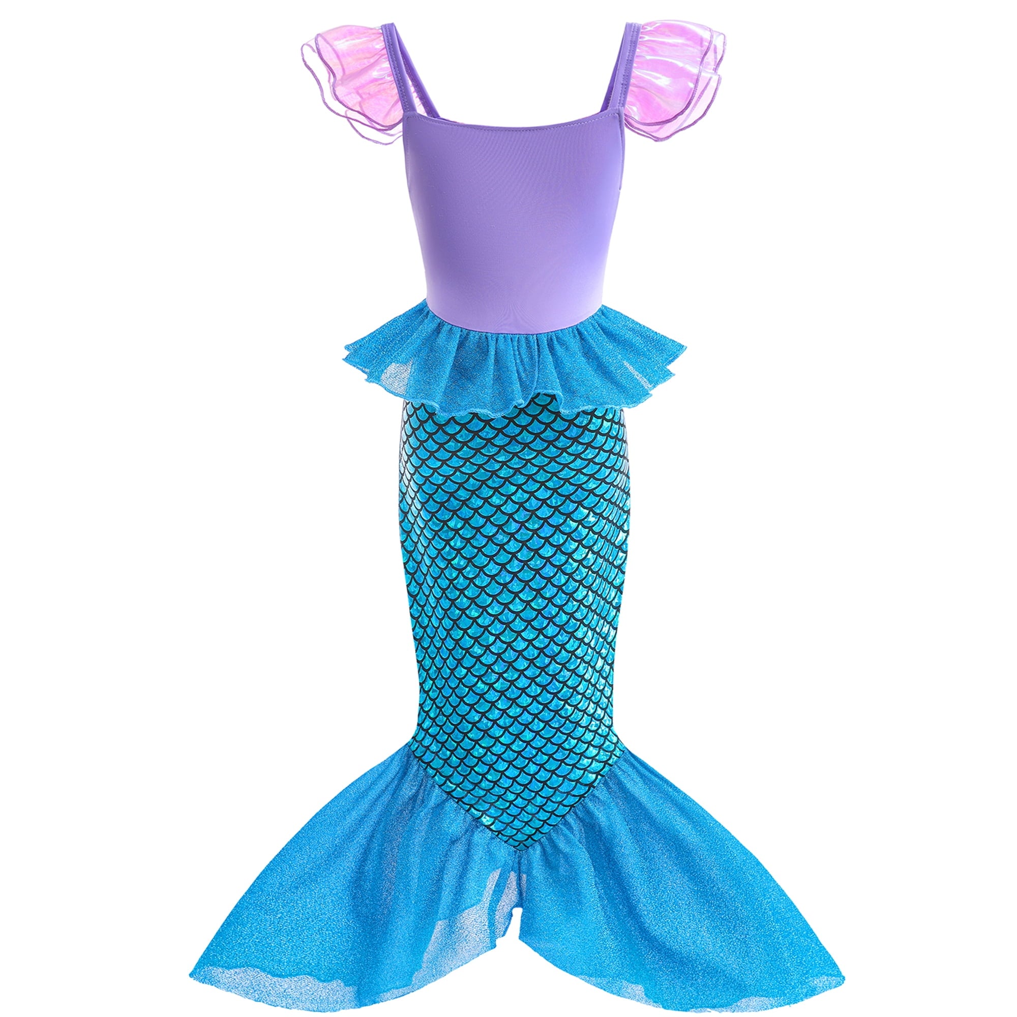 Princess Mermaid Costume for Girls Ariel Dress up Kids Cosplay Outfit with Accessories 2-10Years