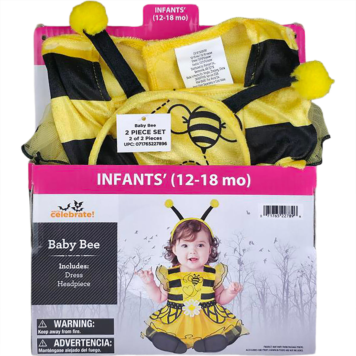 Baby Bee Halloween Costume for Infant, Size 6-12M, by Way to Celebrate