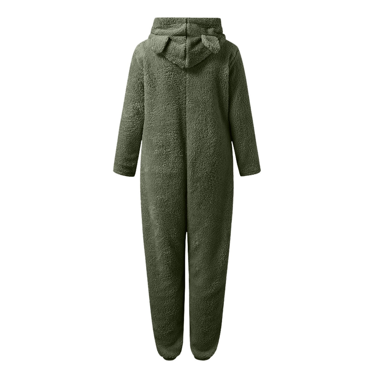 QATAINLAV Sherpa Fleece Jumpsuit for Women Winter Warm Fuzzy Onesie Pajamas Cute Cat Hooded Romper Casual Zip Up Overalls Sleepwear Black XL