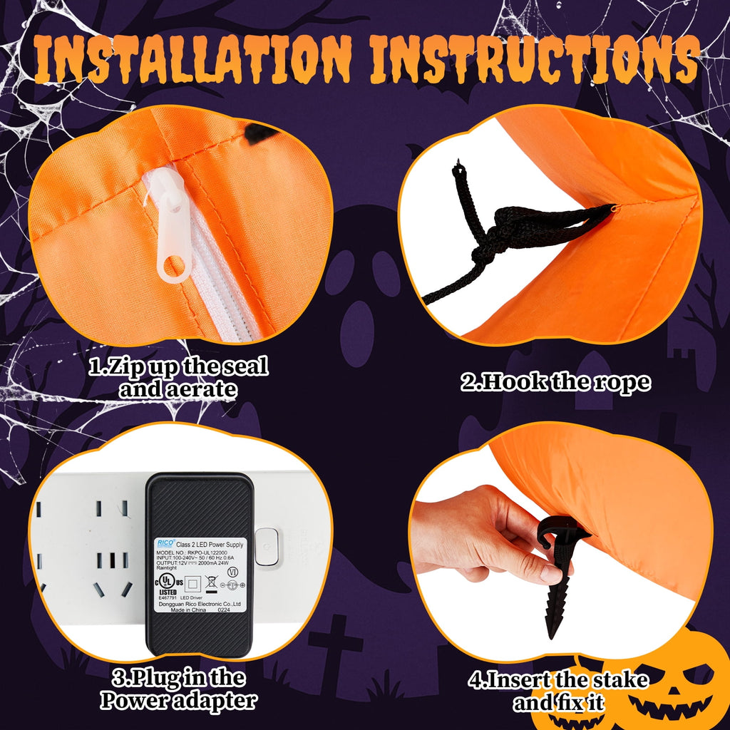 Zimtown 9 FT Halloween Inflatables Pumpkin, Halloween Decoration Blow up Pumpkins w/ Build-in LEDs for Halloween Party