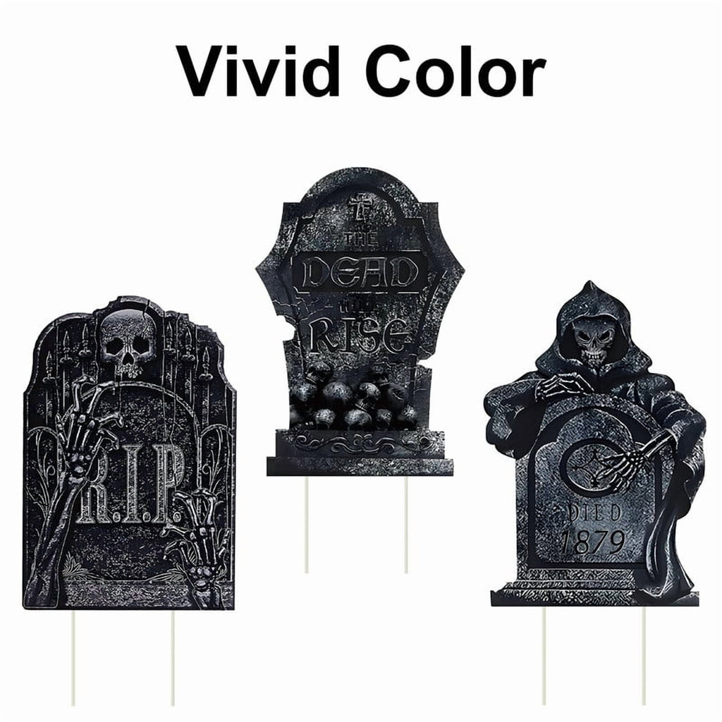 Every Moment Counts 3-Pack Halloween Tombstone Signs with Stakes, Halloween Yard Decor, Halloween Lawn Signs, Halloween Decorations Outdoor