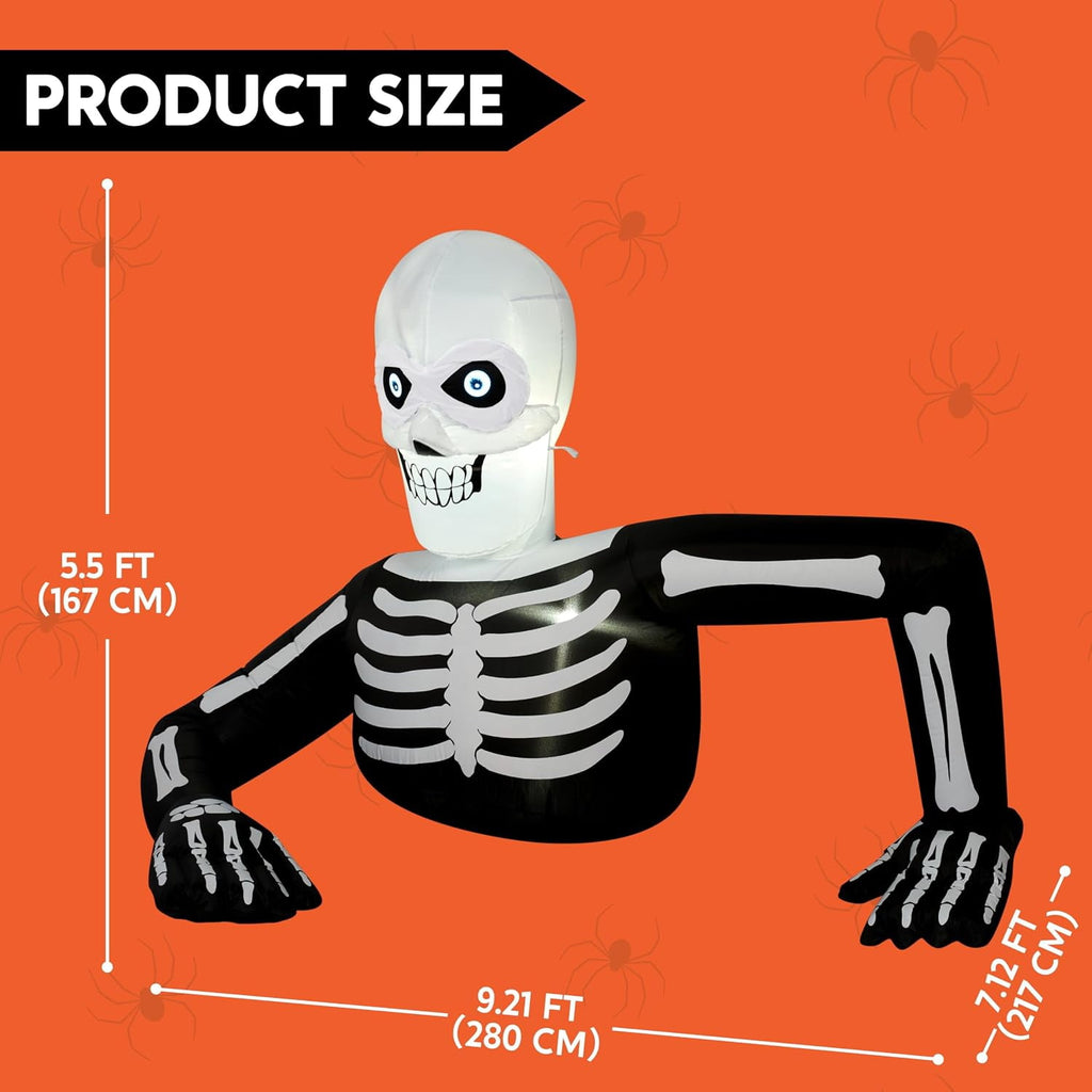 Joyfy 5.5ft Halloween Inflatables Long Light Up Skeleton Ground Breaker Halloween Inflatables Outdoor Decorations,Blow up Halloween Yard Decorations