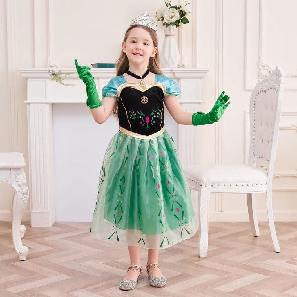 Jurebecia Princess Dress Snow Queen Costume for Girls Birthday Party Halloween Christmas Cosplay Outfit Toddler Kids 120 cm 5-6 Years