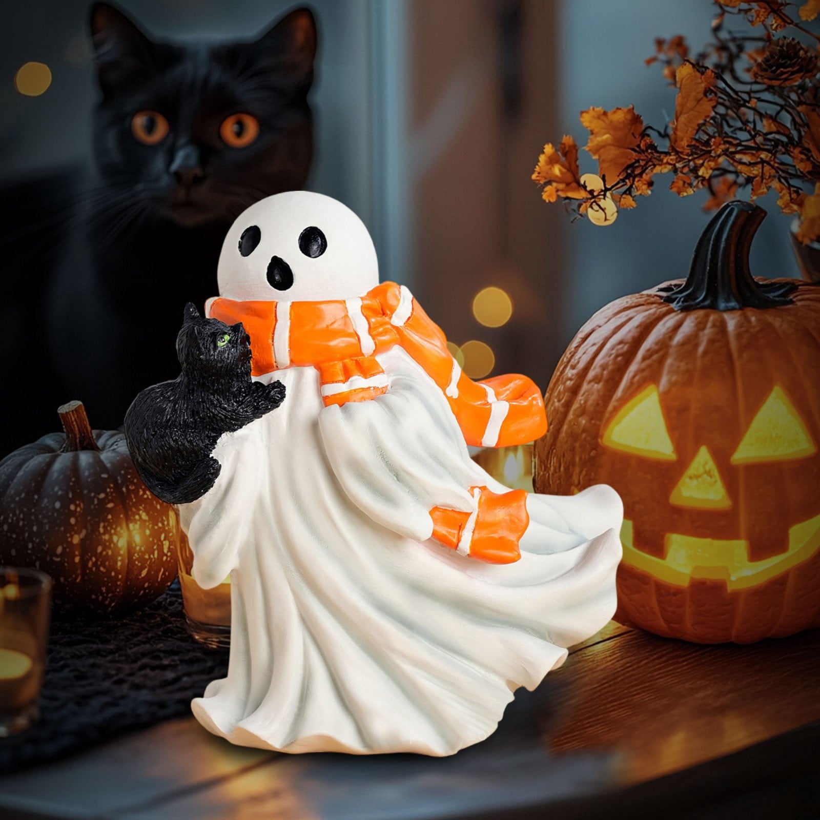 Halloween Decorations, Ghost Resin Crafts Ornaments, Alloween Decoration for Porch Yard Patio Indoor Decor Fall Autumn Home Shelf Mantel Ornament