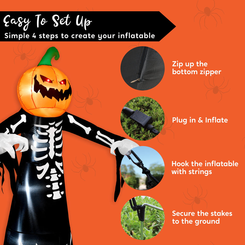 Joyfy 12 FT Halloween Inflatable Giant Grim Reaper Decoration with Built-in LEDs,Grim Reaper with Scythe Halloween Decorations Outdoor Blow Up Yard Lawn Decoration